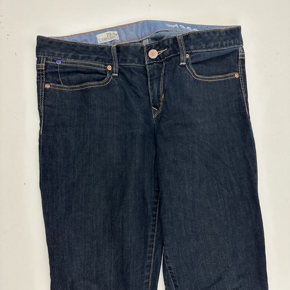 Gap Always Skinny Women's size 8 Dark Wash Blue Denim Jeans - Picture 2 of 5
